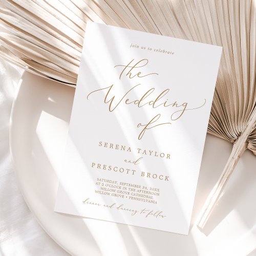 Delicate Gold Calligraphy The Wedding Of Invitation