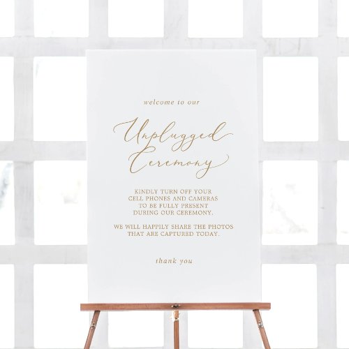 Delicate Gold Calligraphy Unplugged Ceremony Foam Board