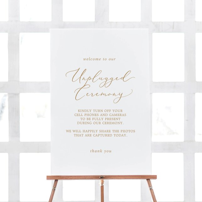 Delicate Gold Calligraphy Unplugged Ceremony Foam Board (Creator Uploaded)