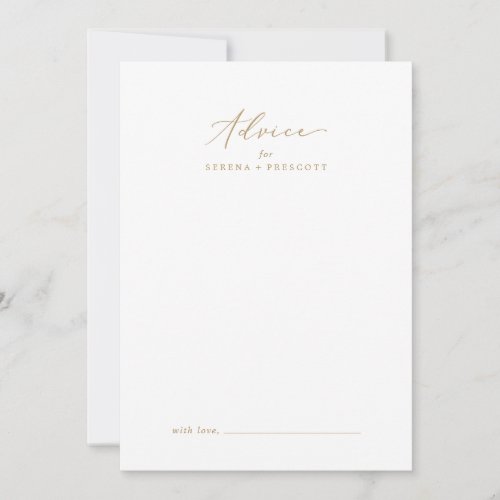 Delicate Gold Calligraphy Wedding Advice Card