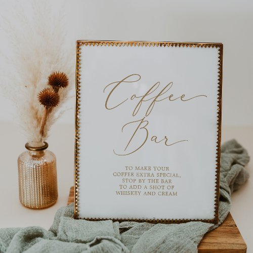 Delicate Gold Calligraphy Wedding Coffee Bar Poster