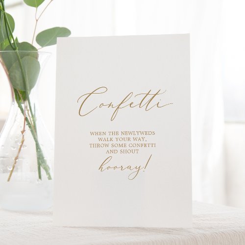 Delicate Gold Calligraphy Wedding Confetti Toss Pedestal Sign