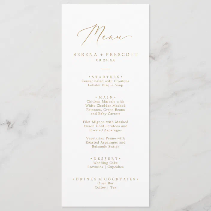 Decorations Serving & Dining Serena Skinny Menu Wedding menu Template ...