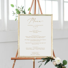 Delicate Gold Calligraphy Wedding Dinner Menu Poster