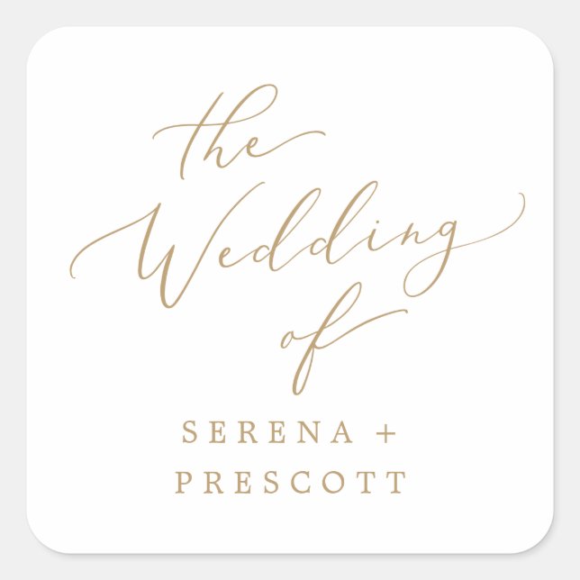 Delicate Gold Calligraphy Wedding Envelope Seals (Front)