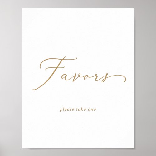 Delicate Gold Calligraphy Wedding Favors Sign