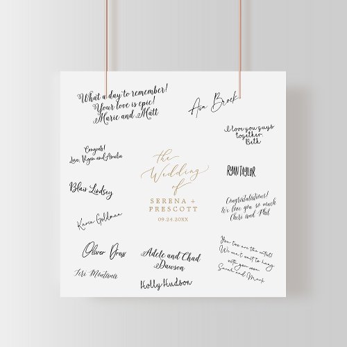 Delicate Gold Calligraphy Wedding Guest Signing Poster