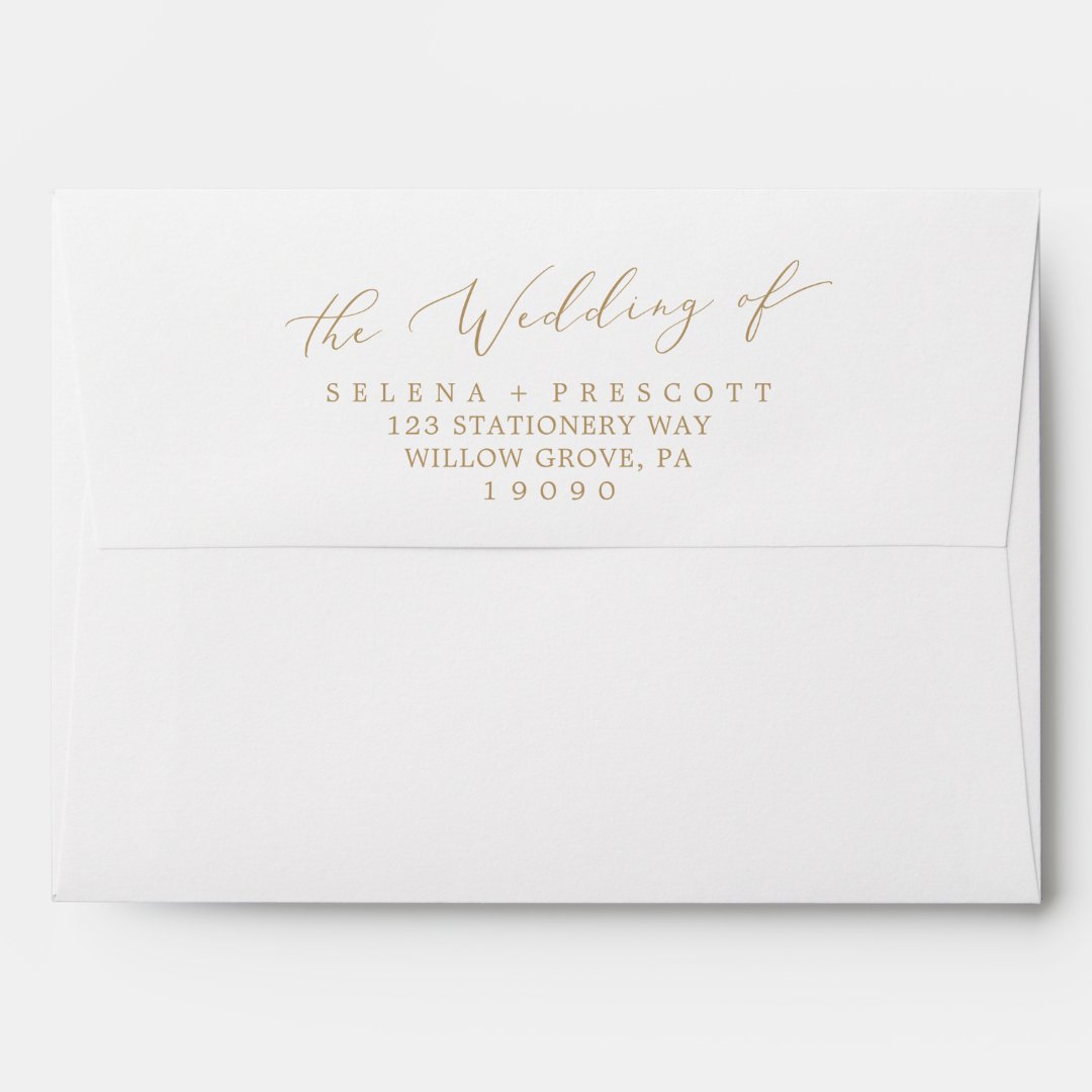 Delicate Gold Calligraphy Wedding Invitation Envelope Zazzle