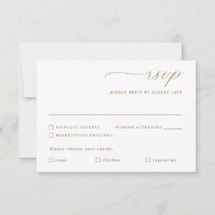Delicate Gold Calligraphy Wedding Meal Option RSVP Card