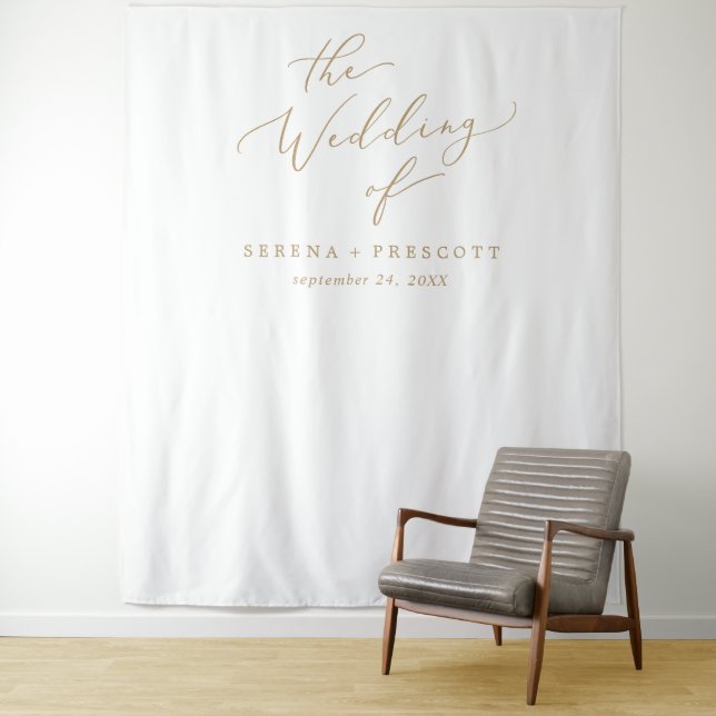 Delicate Gold Calligraphy Wedding Photo Backdrop (In Situ)