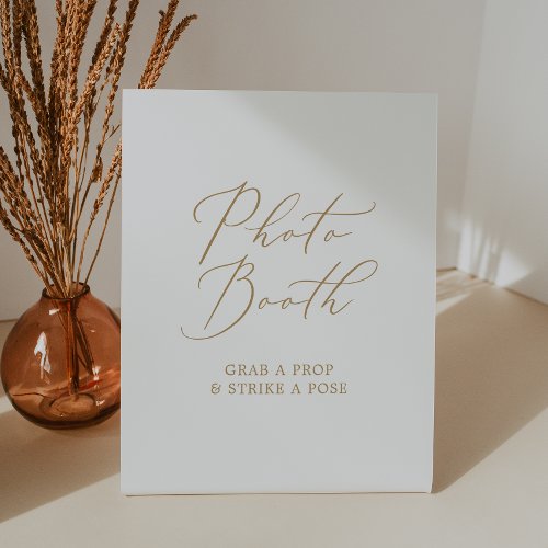 Delicate Gold Calligraphy Wedding Photo Booth Pedestal Sign