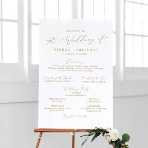 Delicate Gold Calligraphy Wedding Program Foam Board