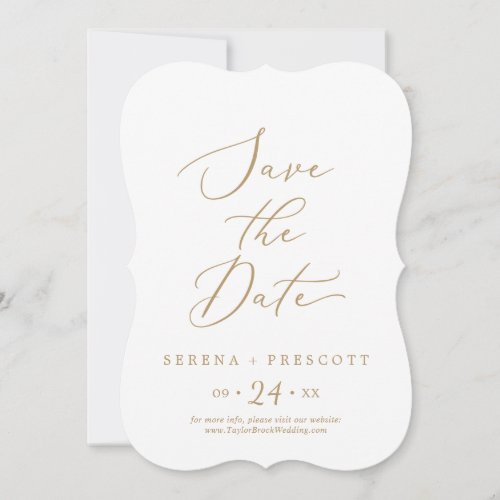 Delicate Gold Calligraphy Wedding Save The Date