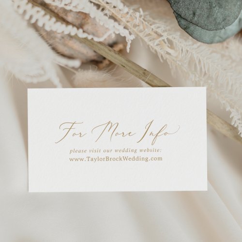 Delicate Gold Calligraphy Wedding Website Enclosure Card