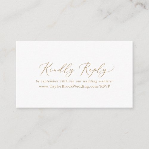 Delicate Gold Calligraphy Wedding Website RSVP Enclosure Card