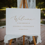 Delicate Gold Calligraphy Wedding Welcome Foam Board<br><div class="desc">This delicate gold calligraphy wedding welcome foam board is perfect for a modern wedding. The romantic minimalist design features lovely and elegant champagne golden yellow typography on a white background with a clean and simple look. Customize your foam board with the name of the bride and groom, and the date...</div>