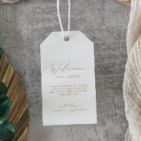 Delicate Gold Calligraphy Wedding Welcome Gift Tags