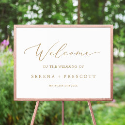 Delicate Gold Calligraphy Wedding Welcome Poster
