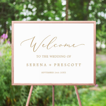 Delicate Gold Calligraphy Wedding Welcome Poster by FreshAndYummy at Zazzle
