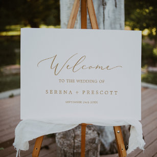 Delicate Gold Calligraphy Wedding Welcome Sign