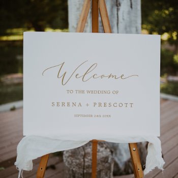 Delicate Gold Calligraphy Wedding Welcome Sign by FreshAndYummy at Zazzle