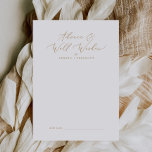 Delicate Gold Calligraphy Wedding Well Wishes and Advice Card<br><div class="desc">This delicate gold calligraphy wedding well wishes and advice card is perfect for a modern wedding and can be used for any event. The romantic minimalist design features lovely and elegant champagne golden yellow typography on a white background with a clean and simple look. These advice cards can be used...</div>