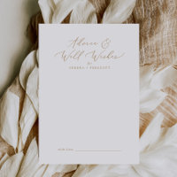 Delicate Gold Calligraphy Wedding Well Wishes and