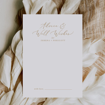 Delicate Gold Calligraphy Wedding Well Wishes And Advice Card by FreshAndYummy at Zazzle