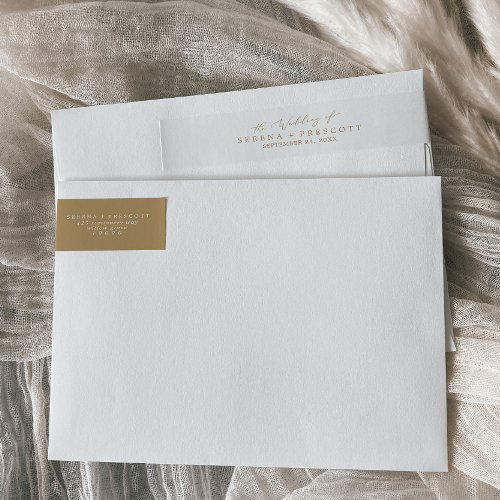 Delicate Gold Calligraphy Wedding Wrap Around Label