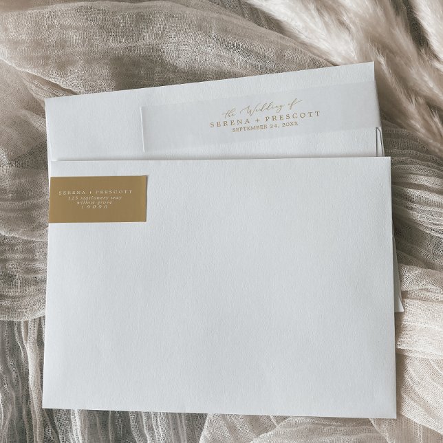 Delicate Gold Calligraphy Wedding Wrap Around Label (Creator Uploaded)