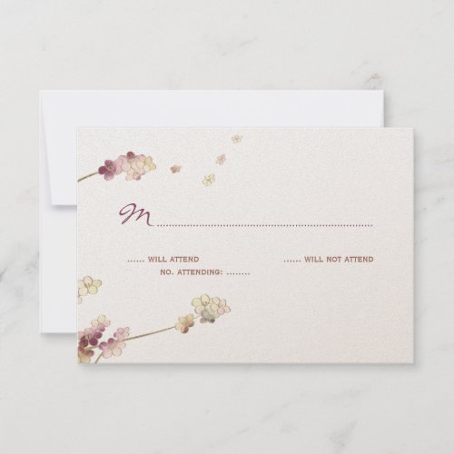 Delicate Gold Cherry Blossom Wedding RSVP
