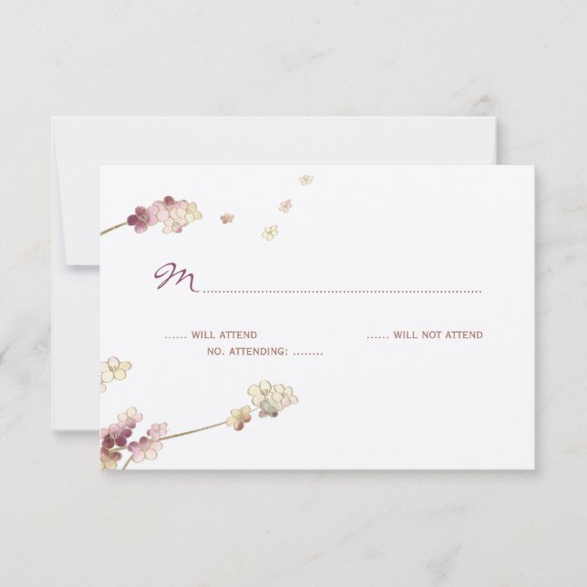 Delicate Gold Cherry Blossom Wedding RSVP Card (Front)