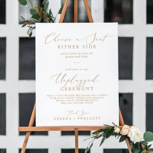 Delicate Gold Choose a Seat Unplugged Ceremony Foam Board