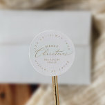 Delicate Gold Christmas Circular Return Address Classic Round Sticker<br><div class="desc">These delicate gold Christmas circular return address stickers are perfect for a modern holiday card or invitation envelope. The romantic minimalist design features lovely and elegant champagne golden yellow typography on a white background with a clean and simple look.</div>