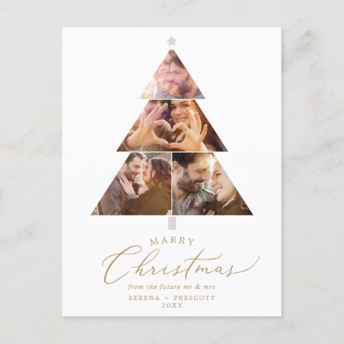Delicate Gold Christmas Holiday Save The Date Announcement Postcard