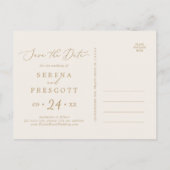 Delicate Gold Cream 4 Photo Template Save the Date (Back)