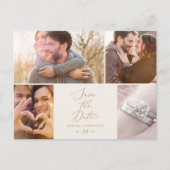 Delicate Gold Cream 4 Photo Template Save the Date (Front)