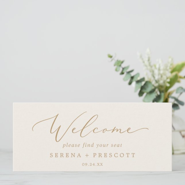 Delicate Gold | Cream Hanging Seating Chart Header (Standing Front)