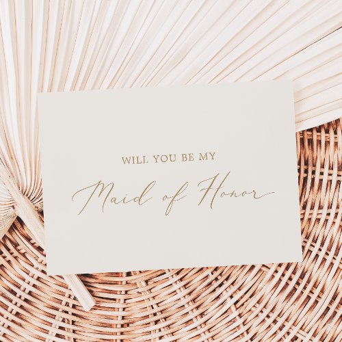 Delicate Gold  Cream Maid of Honor Proposal Card