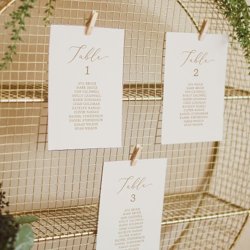 Delicate Gold  Cream Table Number Seating Chart