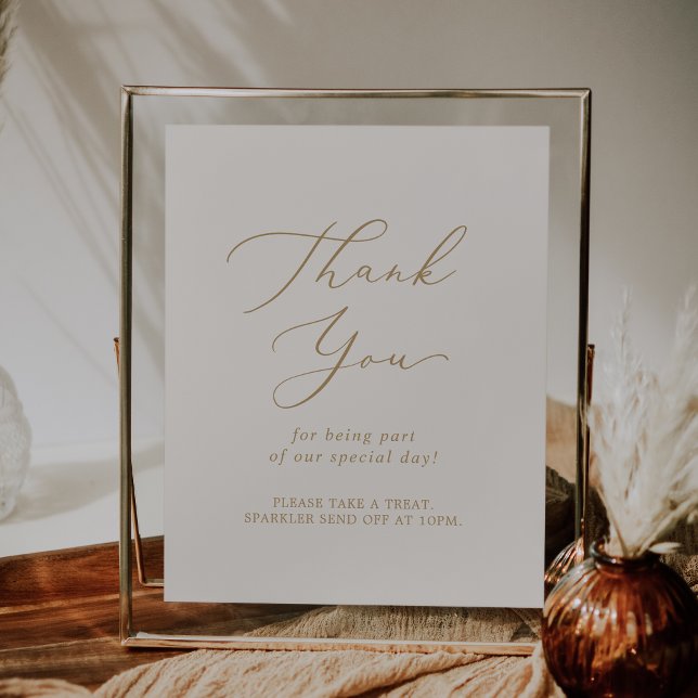 Delicate Gold Cream Thank You Wedding Favor Poster (Delicate Gold Cream Thank You Wedding Favor Poster)
