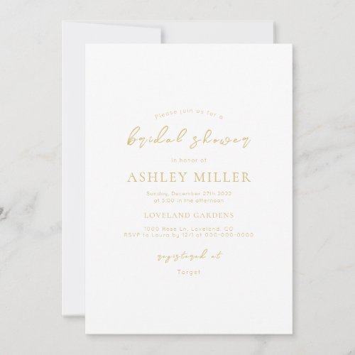 Delicate Gold Elegant Bridal Shower Invitation