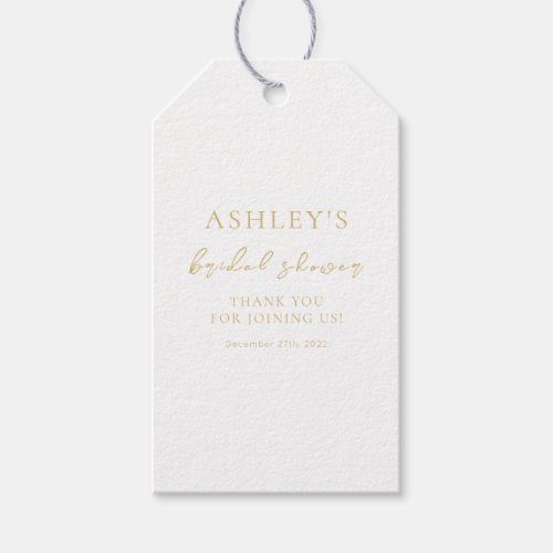 Delicate Gold Elegant Bridal Shower Thank you Gift Tags