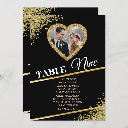 Delicate Gold Elegant Photo Seating Chart Card