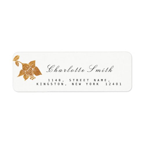 Delicate  Gold Floral Wreath RSVP Adress Wedding Label