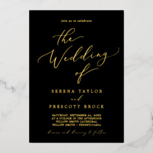 Delicate Gold Foil   Black The Wedding Of Foil Invitation