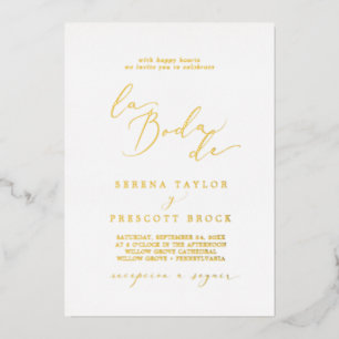 Delicate Gold Foil Calligraphy La Boda De Wedding Invitation