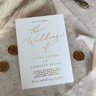 Delicate Gold Foil Calligraphy The Wedding Of  Invitation