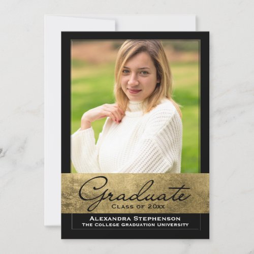 Delicate Gold Foil Cutout Effect Photo Graduation Card