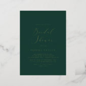 Delicate Gold Foil | Emerald Green Bridal Shower Foil Invitation (Standing Front)